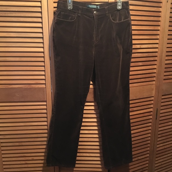 Lauren Ralph Lauren Brown Velour Jeans - Picture 1 of 8